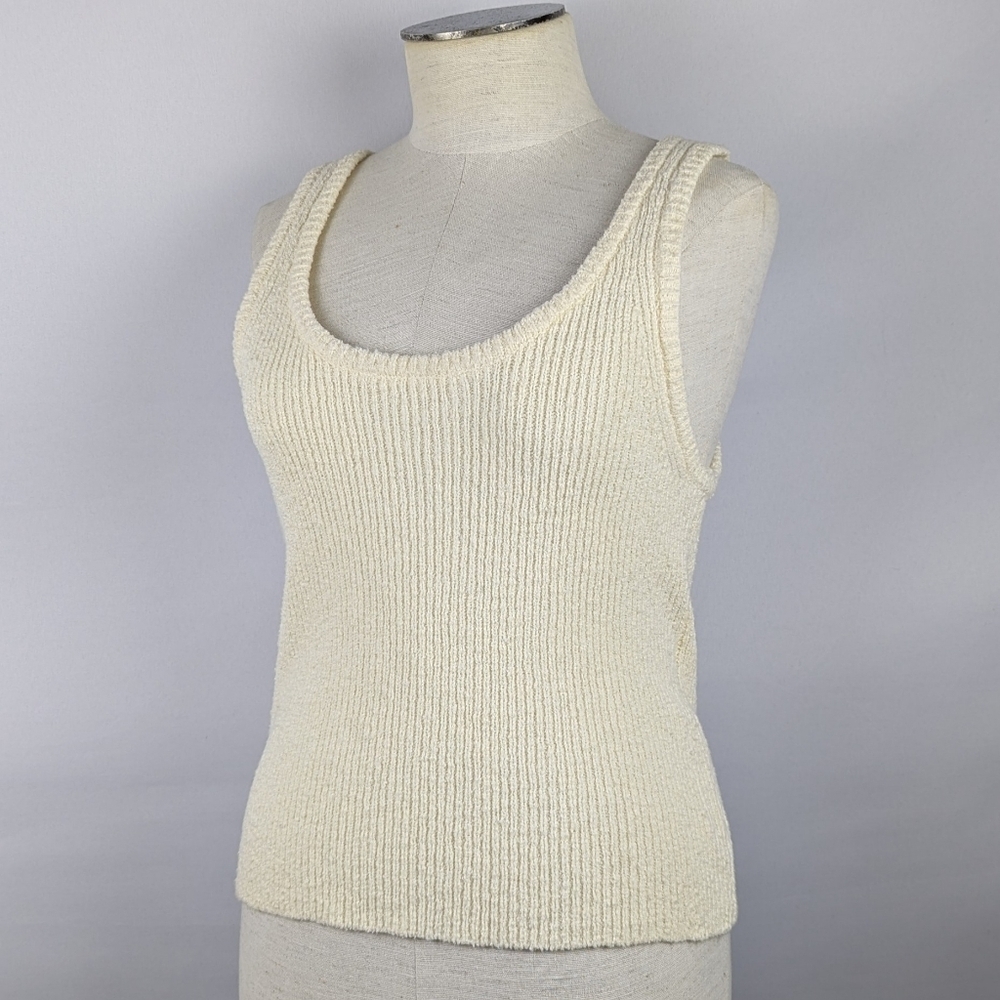 Rails Albie Tank Scoop Neck Linen Cotton Blend Textured Rib Knit Ivory M NWT - Picture 11 of 14